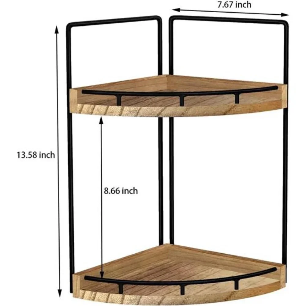 2-Tier Bathroom Counter Organizer,Vanity Counter Corner Shelf, Skincare, Wood